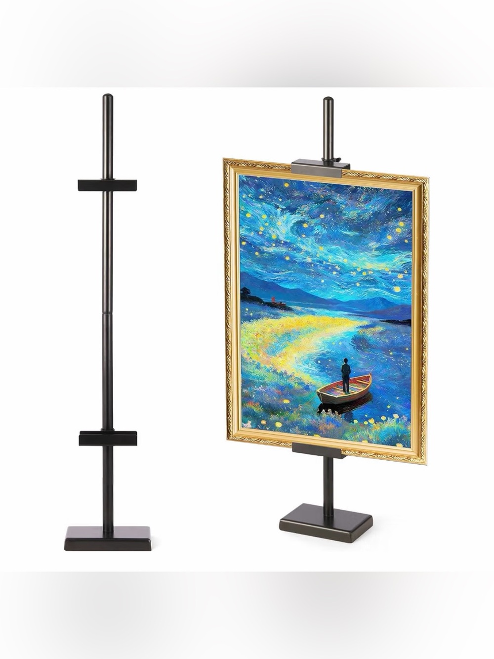 Adjustable Black Metal Easel Stand for Framed Artwork
